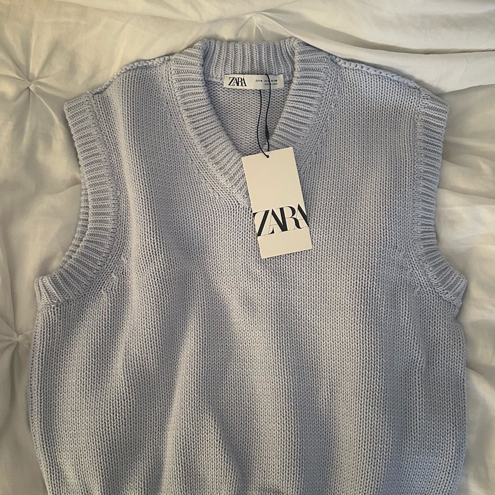 BRAND NEW Zara Light Blue Sweater Vest